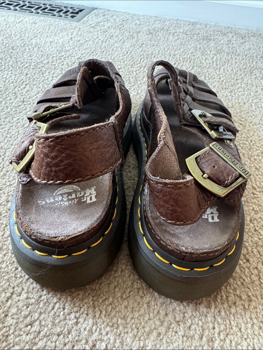 Dr. Martens Dark Brown Leather Fisherman Sandals with Brass Buckles - Picture 2 of 3